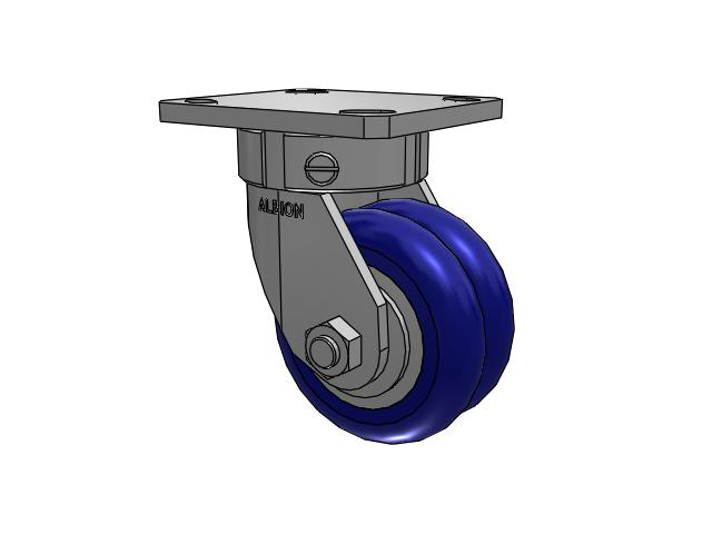 110 Series Kingpinless Top Plate Swivel Caster with 4 x 2 Blue Tread on Aluminum Core EY - Swivel-EAZ (Crown) Wheel
