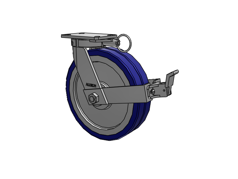 310 Series Top Plate Swivel Caster with 12 x 3 Blue Tread on Aluminum Core EZ - Swivel-EAZ (Flat) Wheel and Face Brake