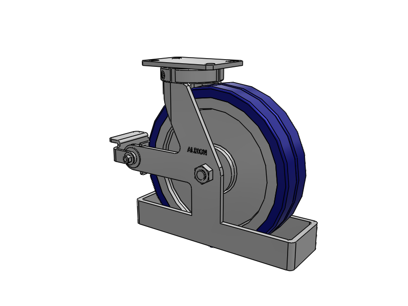 310 Series Top Plate Swivel Caster with 12 x 3 Blue Tread on Aluminum Core EZ - Swivel-EAZ (Flat) Wheel and Poly Cam Brake