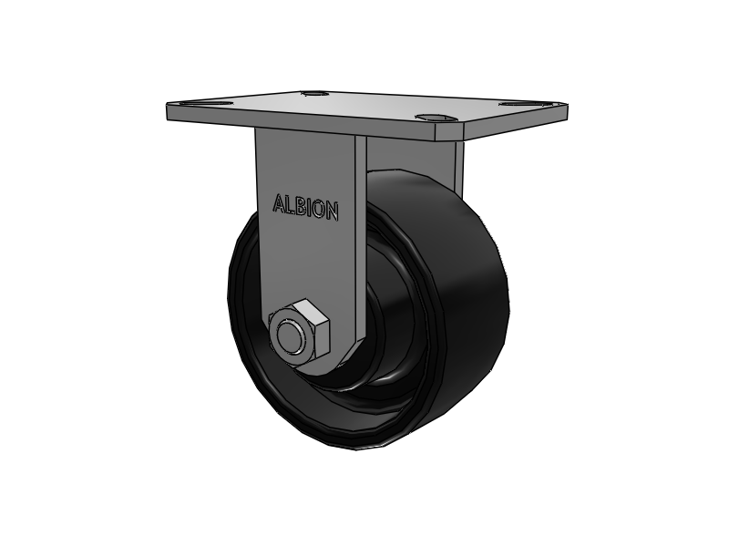 310 Series Top Plate Rigid Caster with 6 x 3 Black Paint FR - Ductile Iron Crowned Tread Wheel