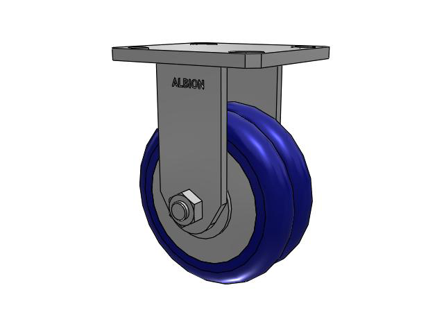 110 Series Kingpinless Top Plate Rigid Caster with 5 x 2 Blue Tread on Aluminum Core EY - Swivel-EAZ (Crown) Wheel