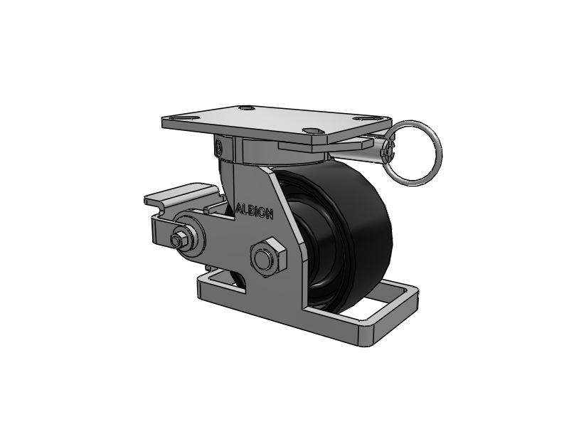 310 Series Top Plate Swivel Caster with 6 x 3 Black Paint FR - Ductile Iron Crowned Tread Wheel and Poly Cam Brake