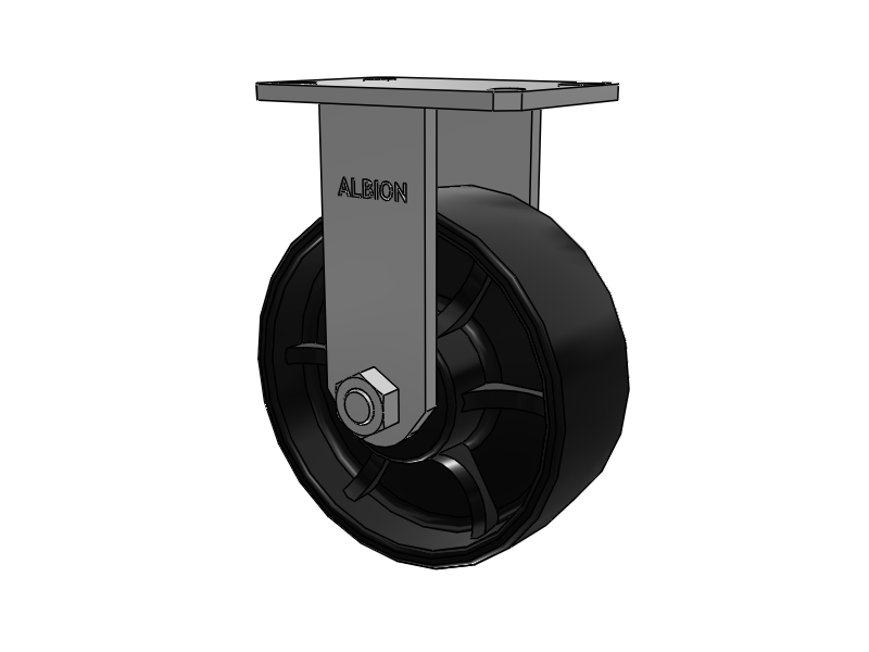 310 Series Top Plate Rigid Caster with 8 x 3 Black Paint FR - Ductile Iron Crowned Tread Wheel