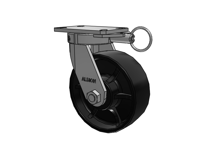 310 Series Top Plate Swivel Caster with 8 x 3 Black Paint FR - Ductile Iron Crowned Tread Wheel