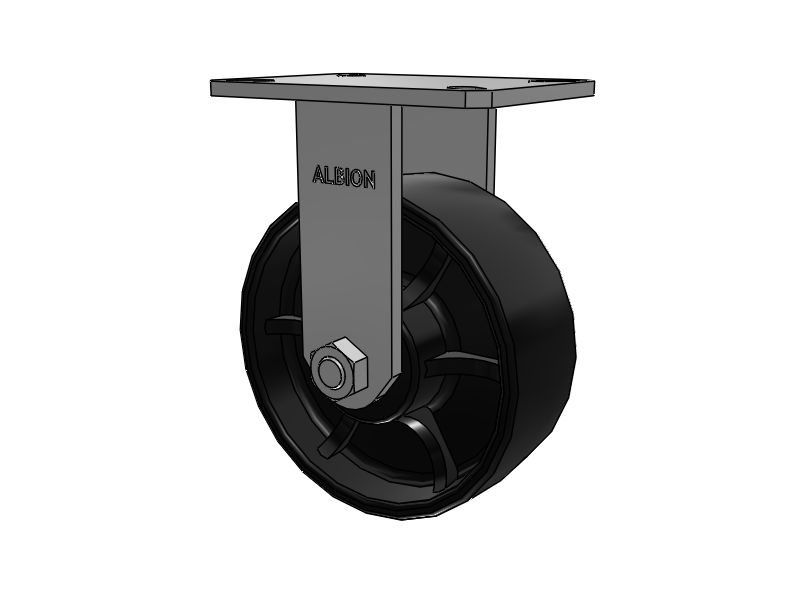 310 Series Top Plate Rigid Caster with 8 x 3 Black Paint FR - Ductile Iron Crowned Tread Wheel