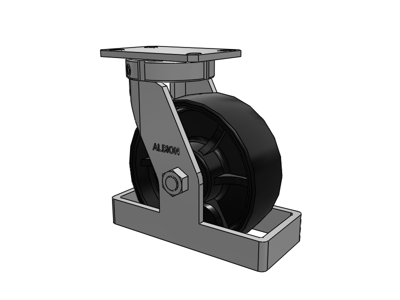 310 Series Top Plate Swivel Caster with 8 x 3 Black Paint FR - Ductile Iron Crowned Tread Wheel