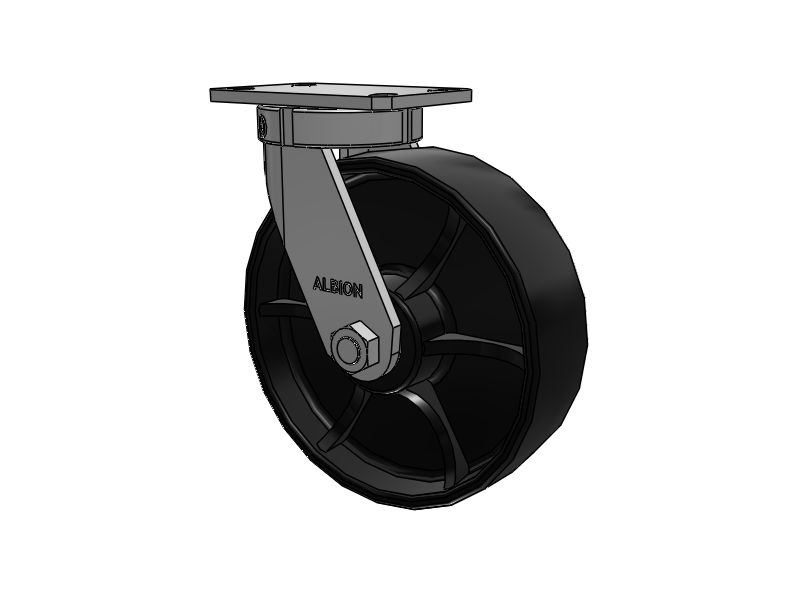 310 Series Top Plate Swivel Caster with 10 x 3 Black Paint FR - Ductile Iron Crowned Tread Wheel