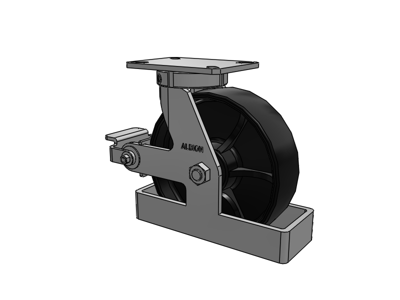 310 Series Top Plate Swivel Caster with 10 x 3 Black Paint FR - Ductile Iron Crowned Tread Wheel and Poly Cam Brake