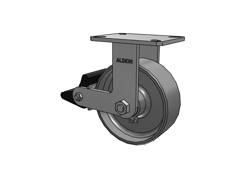 310 Series Top Plate Rigid Caster with 8 x 3 Clear Coat Enamel FS - Drop-Forged Steel Wheel and Poly Lock Integrated Brake