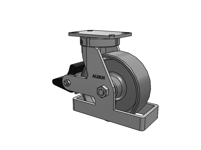 310 Series Top Plate Swivel Caster with 8 x 3 Clear Coat Enamel FS - Drop-Forged Steel Wheel and Poly Lock Integrated Brake