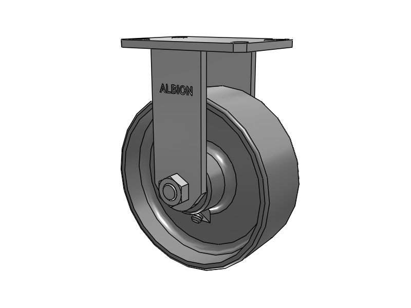 310 Series Top Plate Rigid Caster with 8 x 3 Clear Coat Enamel FS - Drop-Forged Steel Wheel