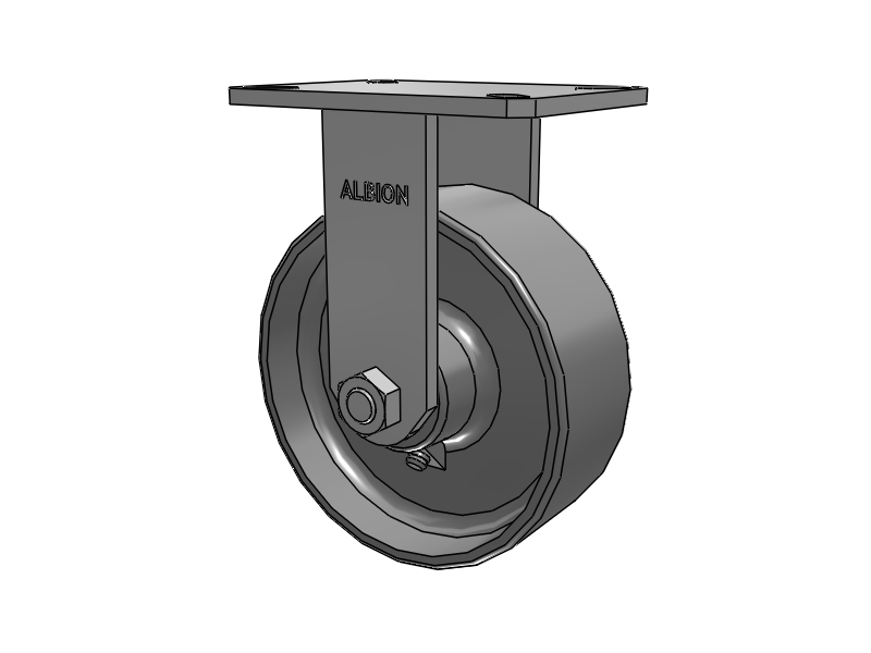 310 Series Top Plate Rigid Caster with 8 x 3 Clear Coat Enamel FS - Drop-Forged Steel Wheel