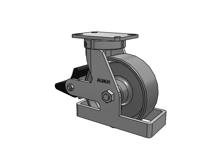 310 Series Top Plate Swivel Caster with 8 x 3 Clear Coat Enamel FS - Drop-Forged Steel Wheel and Poly Lock Integrated Brake