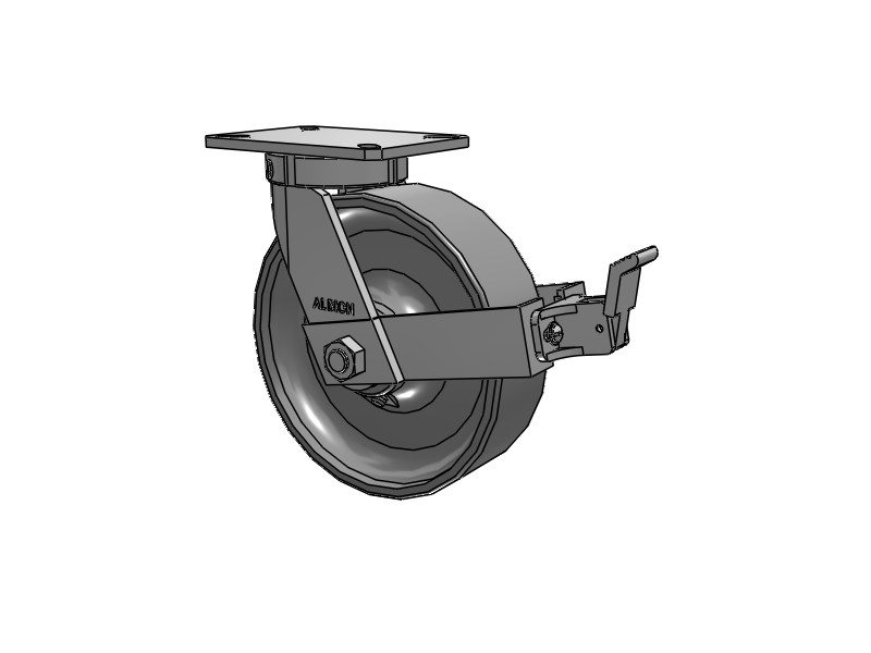 310 Series Top Plate Swivel Caster with 10 x 3 Clear Coat Enamel FS - Drop-Forged Steel Wheel and Face Brake