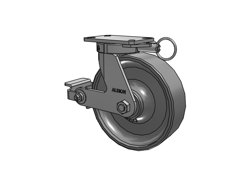 310 Series Top Plate Swivel Caster with 10 x 3 Clear Coat Enamel FS - Drop-Forged Steel Wheel and Poly Cam Brake