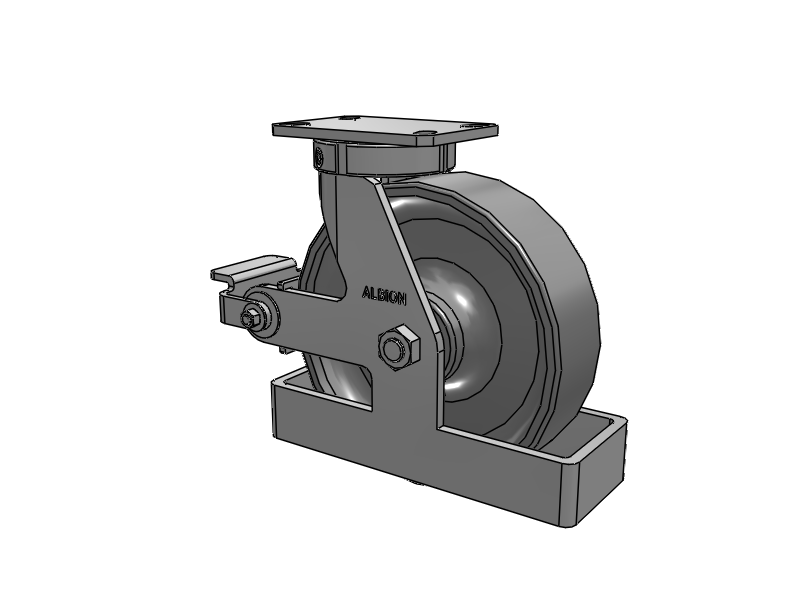 310 Series Top Plate Swivel Caster with 10 x 3 Clear Coat Enamel FS - Drop-Forged Steel Wheel and Poly Cam Brake