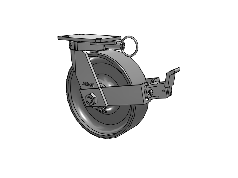 310 Series Top Plate Swivel Caster with 10 x 3 Clear Coat Enamel FS - Drop-Forged Steel Wheel and Face Brake