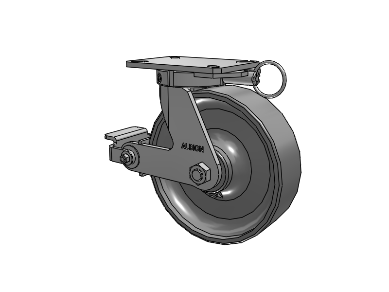 310 Series Top Plate Swivel Caster with 10 x 3 Clear Coat Enamel FS - Drop-Forged Steel Wheel and Poly Cam Brake