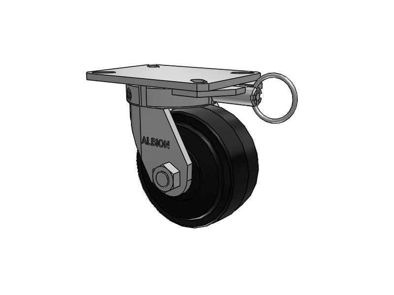 310 Series Top Plate Swivel Caster with 6 x 3 Black Tread on Black Enamel Core MR - Moldon Rubber (Cast Iron Core) Wheel
