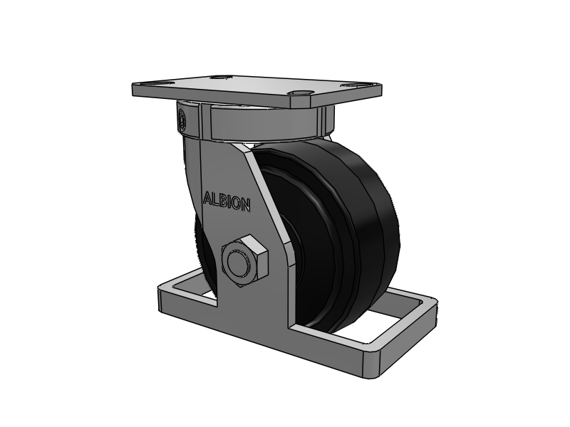310 Series Top Plate Swivel Caster with 6 x 3 Black Tread on Black Enamel Core MR - Moldon Rubber (Cast Iron Core) Wheel