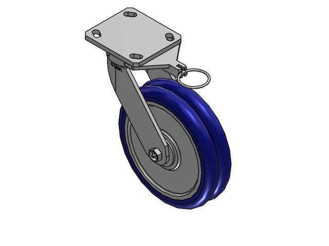 110 Series Kingpinless Top Plate Swivel Caster with 8 x 2 Blue Tread on Aluminum Core EY - Swivel-EAZ (Crown) Wheel