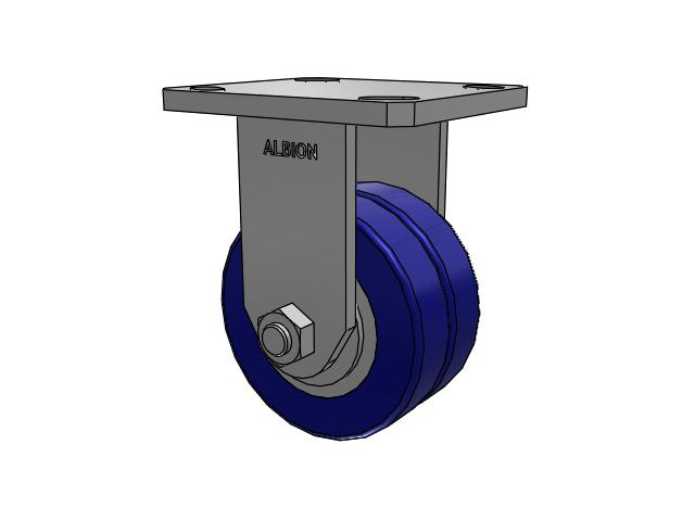 110 Series Kingpinless Top Plate Rigid Caster with 4 x 2 Blue Tread on Aluminum Core EZ - Swivel-EAZ (Flat) Wheel