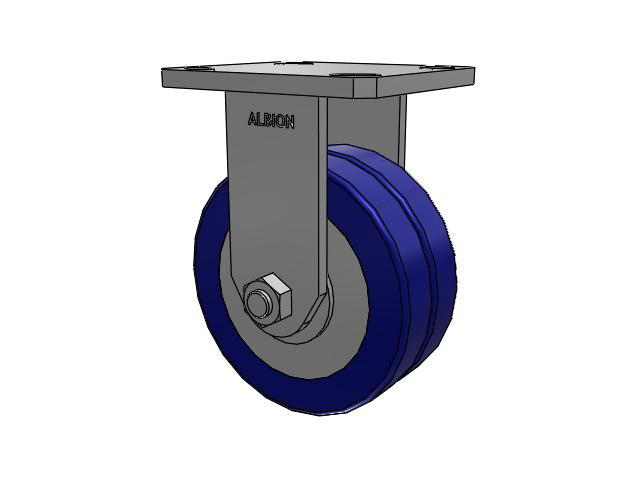 110 Series Kingpinless Top Plate Rigid Caster with 5 x 2 Blue Tread on Aluminum Core EZ - Swivel-EAZ (Flat) Wheel