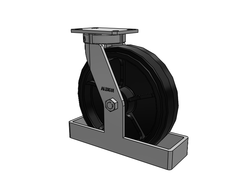 310 Series Top Plate Swivel Caster with 12 x 3 Black Tread on Black Enamel Core MR - Moldon Rubber (Cast Iron Core) Wheel