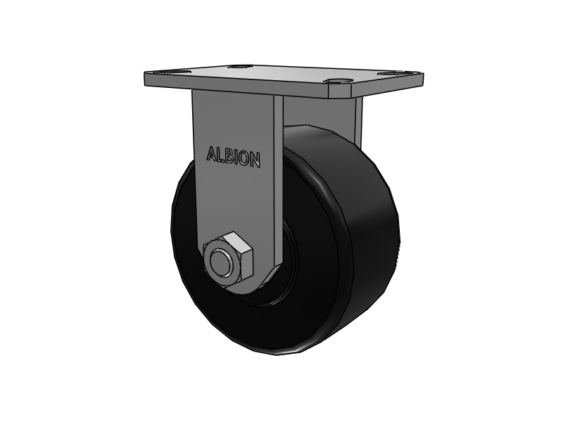 310 Series Top Plate Rigid Caster with 6 x 3 Black Polymer NX - Trionix High Impact Polymer Wheel