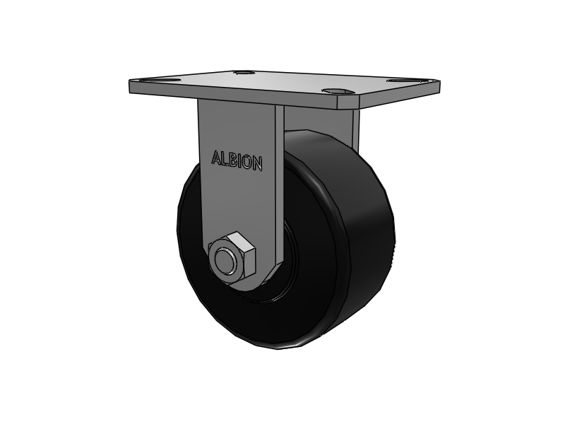 310 Series Top Plate Rigid Caster with 6 x 3 Black Polymer NX - Trionix High Impact Polymer Wheel