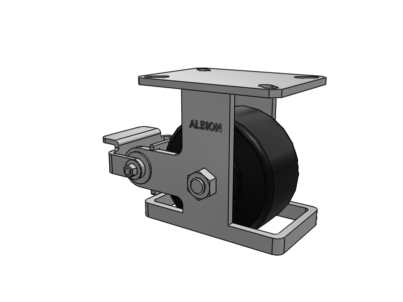 310 Series Top Plate Rigid Caster with 6 x 3 Black Polymer NX - Trionix High Impact Polymer Wheel and Poly Cam Brake