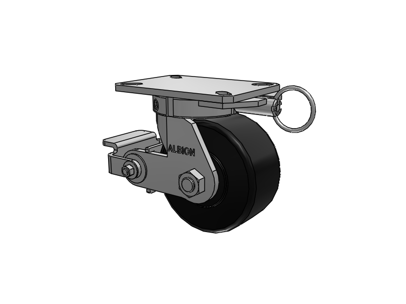 310 Series Top Plate Swivel Caster with 6 x 3 Black Polymer NX - Trionix High Impact Polymer Wheel and Poly Cam Brake