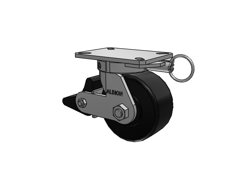 310 Series Top Plate Swivel Caster with 6 x 3 Black Polymer NX - Trionix High Impact Polymer Wheel and Poly Lock Integrated Brake
