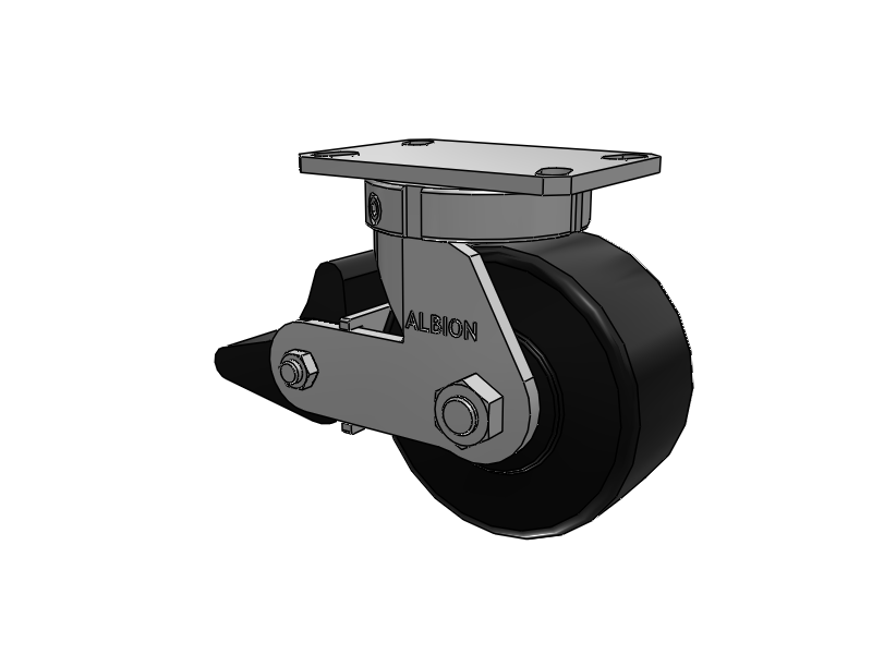 310 Series Top Plate Swivel Caster with 6 x 3 Black Polymer NX - Trionix High Impact Polymer Wheel and Poly Lock Integrated Brake