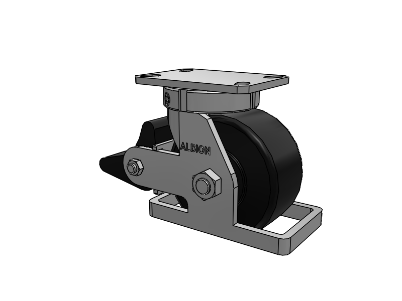 310 Series Top Plate Swivel Caster with 6 x 3 Black Polymer NX - Trionix High Impact Polymer Wheel and Poly Lock Integrated Brake