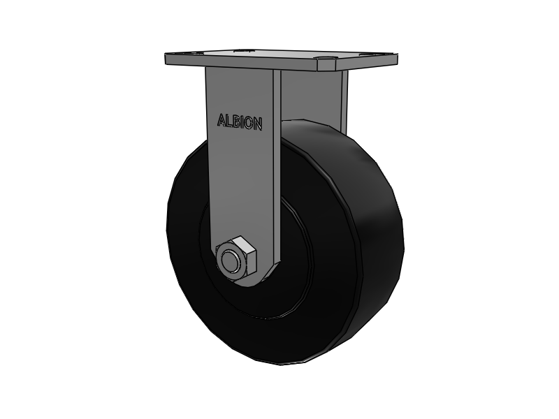 310 Series Top Plate Rigid Caster with 8 x 3 Black Polymer NX - Trionix High Impact Polymer Wheel