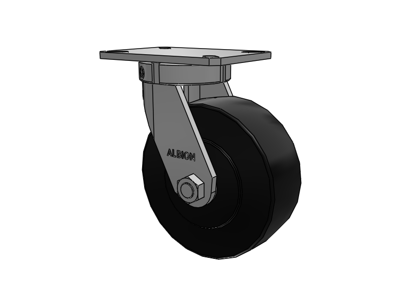 310 Series Top Plate Swivel Caster with 8 x 3 Black Polymer NX - Trionix High Impact Polymer Wheel
