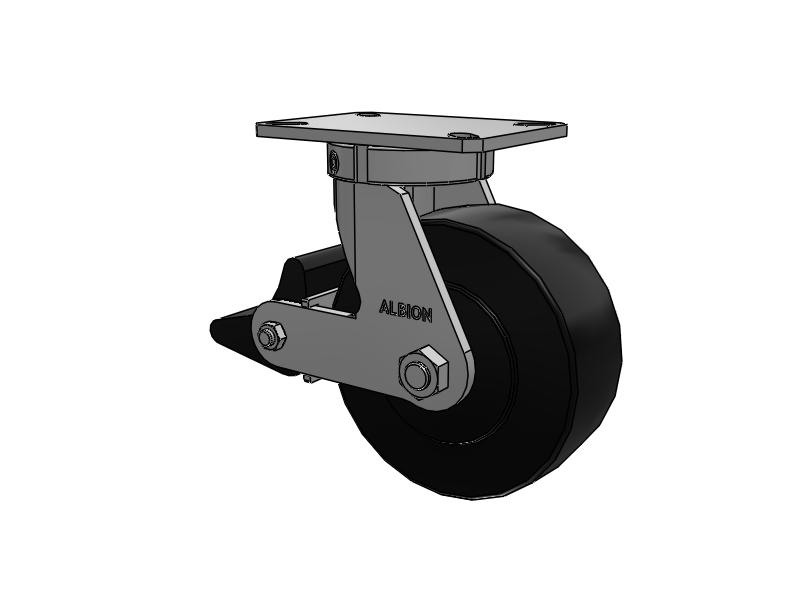 310 Series Top Plate Swivel Caster with 8 x 3 Black Polymer NX - Trionix High Impact Polymer Wheel and Poly Lock Integrated Brake