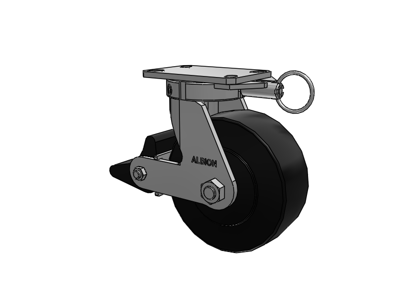310 Series Top Plate Swivel Caster with 8 x 3 Black Polymer NX - Trionix High Impact Polymer Wheel and Poly Lock Integrated Brake
