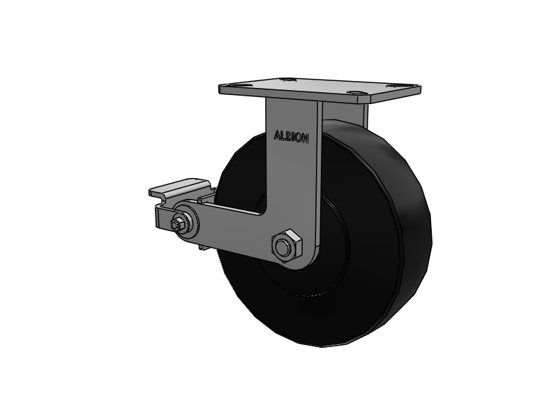310 Series Top Plate Rigid Caster with 10 x 3 Black Polymer NX - Trionix High Impact Polymer Wheel and Poly Cam Brake