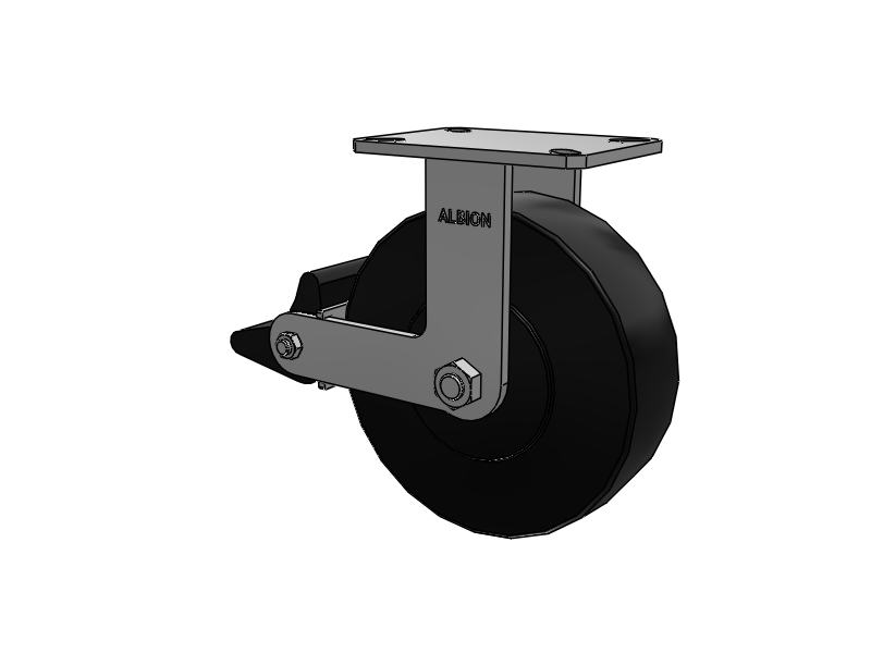 310 Series Top Plate Rigid Caster with 10 x 3 Black Polymer NX - Trionix High Impact Polymer Wheel and Poly Lock Integrated Brake