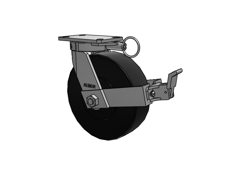 310 Series Top Plate Swivel Caster with 10 x 3 Black Polymer NX - Trionix High Impact Polymer Wheel and Face Brake