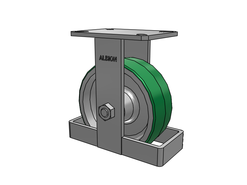 310 Series Top Plate Rigid Caster with 8 x 3 Green Tread on Aluminum Core PD - Polyurethane (Aluminum Core) Wheel