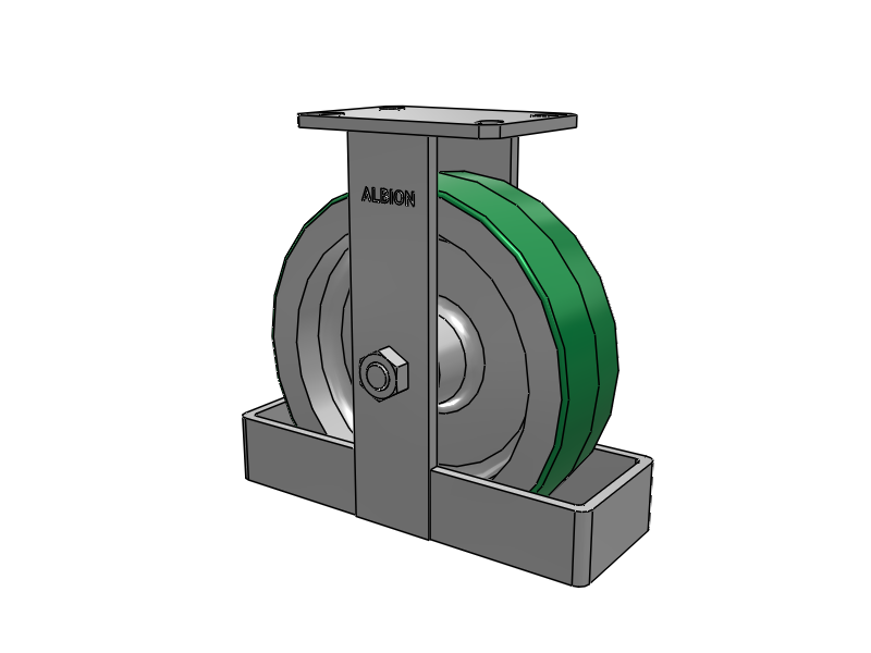 310 Series Top Plate Rigid Caster with 10 x 3 Green Tread on Aluminum Core PD - Polyurethane (Aluminum Core) Wheel