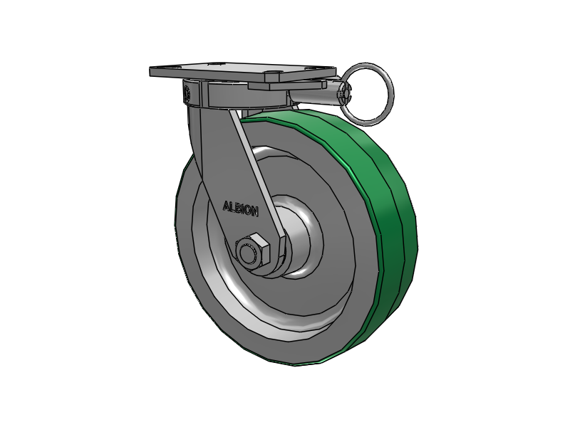 310 Series Top Plate Swivel Caster with 10 x 3 Green Tread on Aluminum Core PD - Polyurethane (Aluminum Core) Wheel