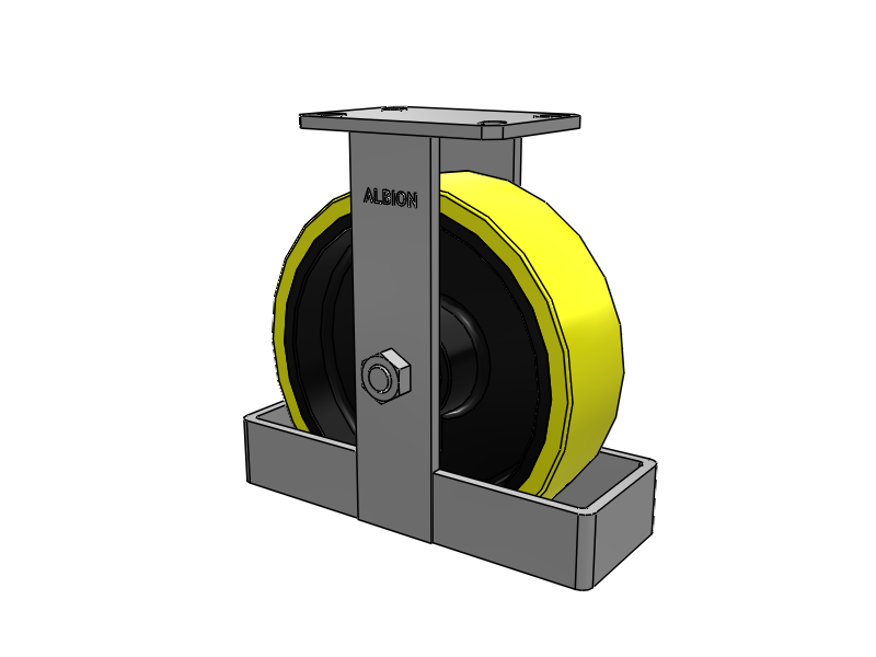 310 Series Top Plate Rigid Caster with 10 x 3 Yellow Tread on Black Cast Iron Core PF - Polyurethane (Heavy Duty Cast Iron Core) Wheel