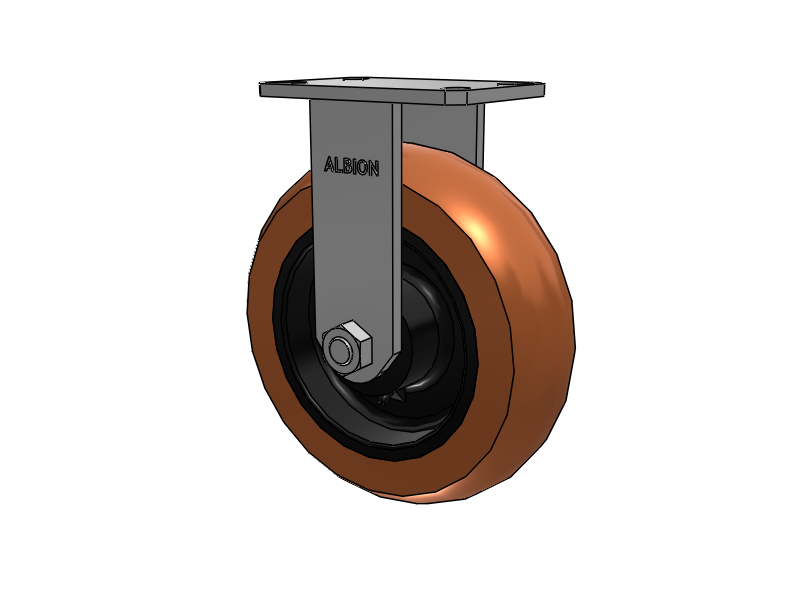310 Series Top Plate Rigid Caster with 10 x 3 Red-Brown Tread on Black Cast Iron Core PR - Round Polyurethane (Cast Iron Core) Wheel