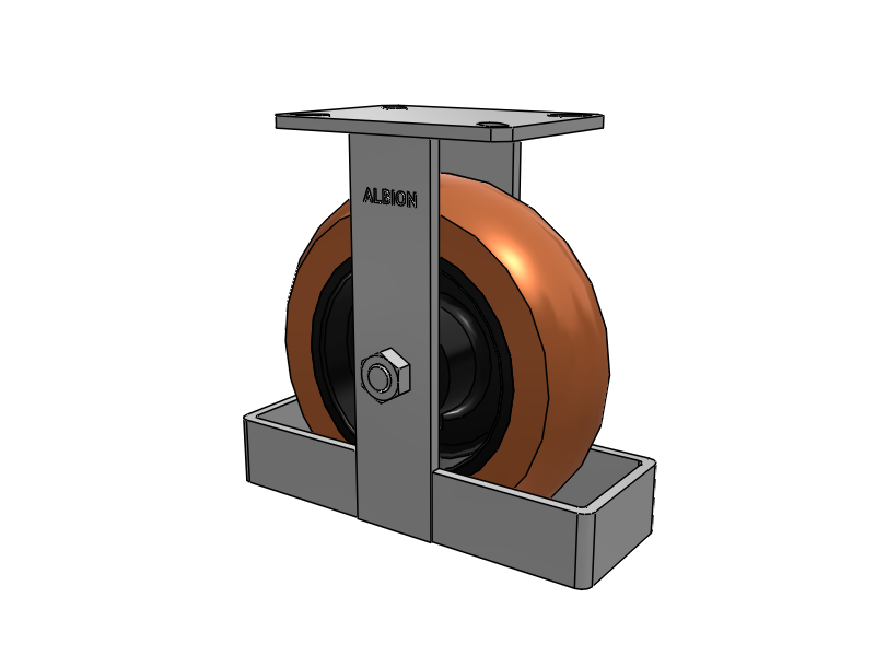 310 Series Top Plate Rigid Caster with 10 x 3 Red-Brown Tread on Black Cast Iron Core PR - Round Polyurethane (Cast Iron Core) Wheel