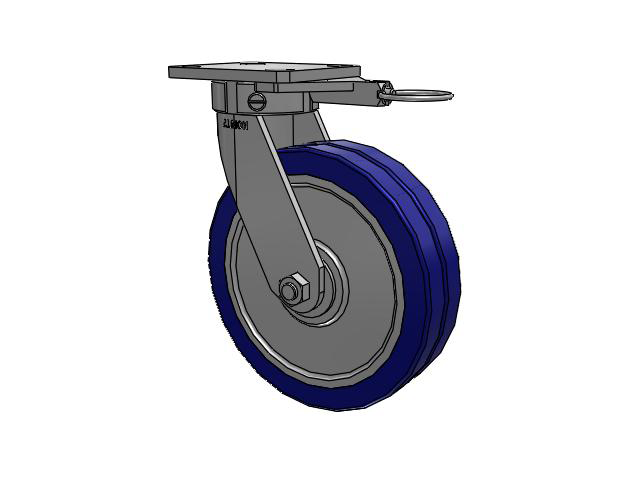 110-serie zwenkwiel zonder kingpin met bovenplaat, met 8 x 2 blauw loopvlak op aluminium kern EZ - Swivel-EAZ (vlak) wiel