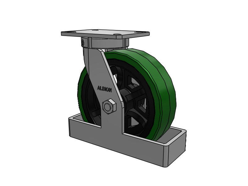 310 Series Top Plate Swivel Caster with 10 x 3 Green Tread on Black Cast Iron Core PX - Thick Polyurethane (Cast Iron Core) Wheel